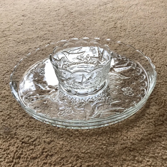 Vintage Spring Garden Chip & Dip Set by INDIANA GLASS - Picture 2 of 11